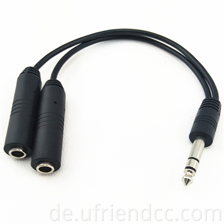 Hochwertiger Stereo -Stereo -Stecker für männliche Stecker zu 2 Doppel 6,35 mm weiblicher Jack -Splitter 1/4 "Stereo 6,35 mm TRS -Kabel